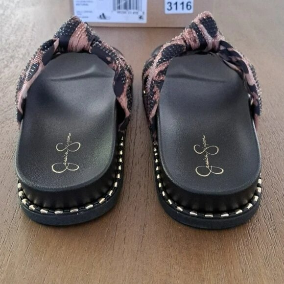 Jessica Simpson Caralyna Leopard Rhinestone Knotted Chunky Sandals - Size: 8 - Picture 5 of 9
